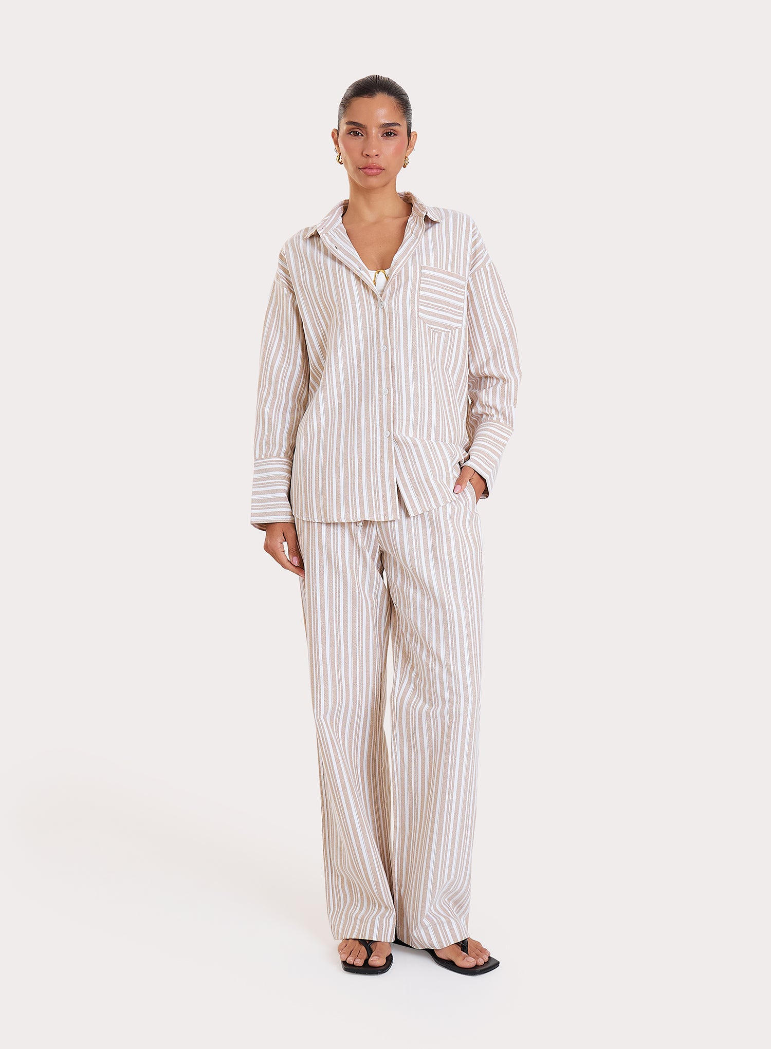 Stripe Wide Leg Trousers